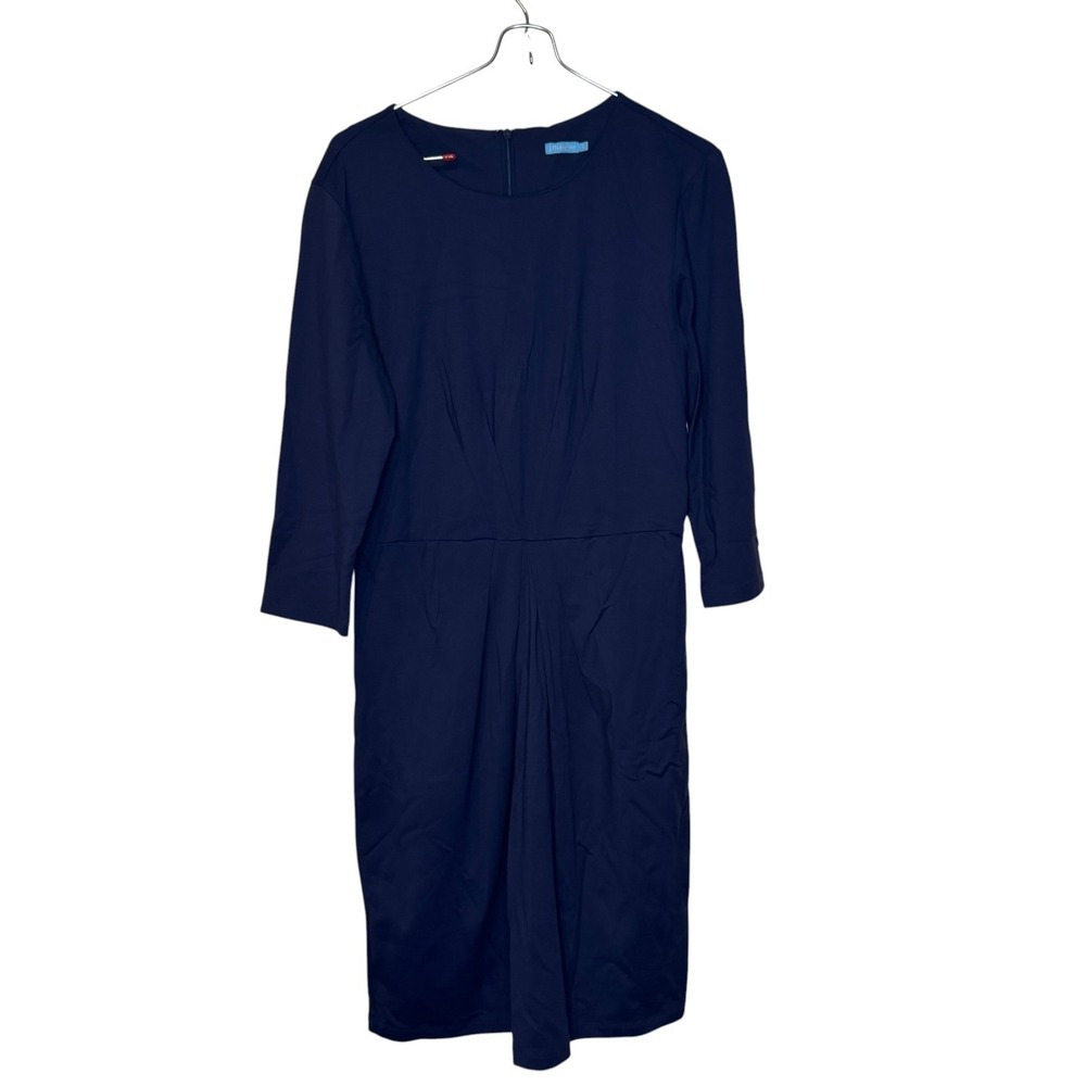J.McLaughlin Womens Dress Sheath Midi Zip Back Career Minimalist Navy Blue Small
